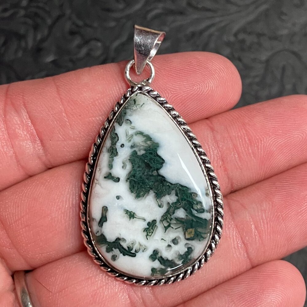 Natural Tree Agate Pendant Stone Crystal Jewelry